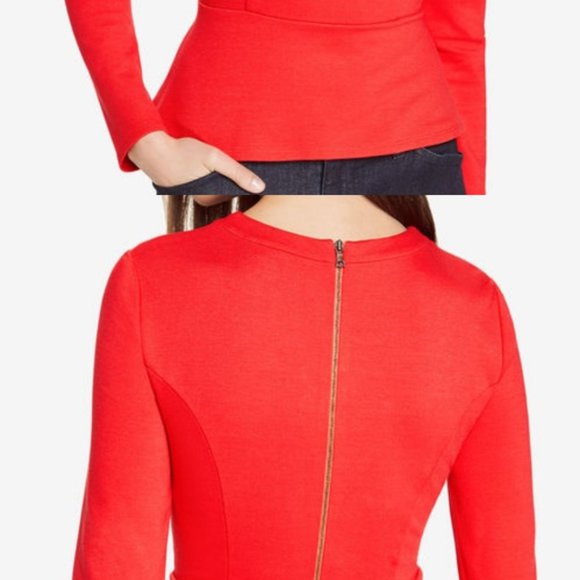 BCBG MaxAzria Bianka Cutout Zip-Back Peplum Top - Picture 2 of 8